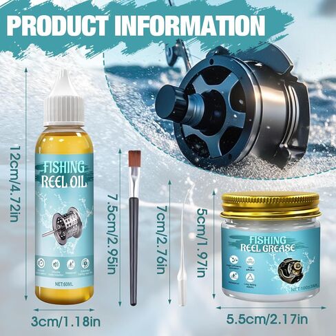 Reel Oil and Grease Kit, Fishing Reel Oil, Fishing Reel Grease | High-Efficiency Lubrication, Precise Maintenance, Waterproof, Long-Lasting, Extend Service Life for Various Fishing Reels in Saudi Arabia