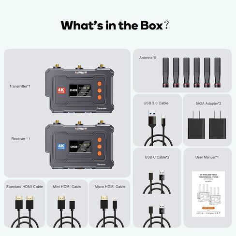 4K Wireless HDMI Transmitter and Receiver,20-Channel Adjustable,0.1s Latency,1500FT Wireless Video Transmitter and Receiver with UVC Out for Live Streaming in Saudi Arabia
