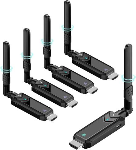 Wireless HDMI Transmitter and Receiver,1148FT/350m 4K Decode 1080P Output Plug&Play 2.4G/5.8G Portable HDMI Wireless for Streaming Video and Audio to Monitor from Laptop/PC/TV Box/Projector（1v2） in Saudi Arabia