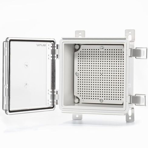QILIPSU Outdoor Electrical Box, 14.6"x10.6"x5.9" Waterproof Junction Box IP67 Plastic Enclosure Grey ABS Weatherproof for Projects WiFi Lighting Pump Control in Kuwait