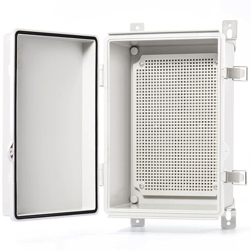 QILIPSU Junction Box IP67 Waterproof Plastic Electrical Enclosure Outdoor Weatherproof Project Electric Box with Mounting Plate, Wall Brackets, Hinged Grey Cover 11.2"x7.7"x5.1" in Saudi Arabia