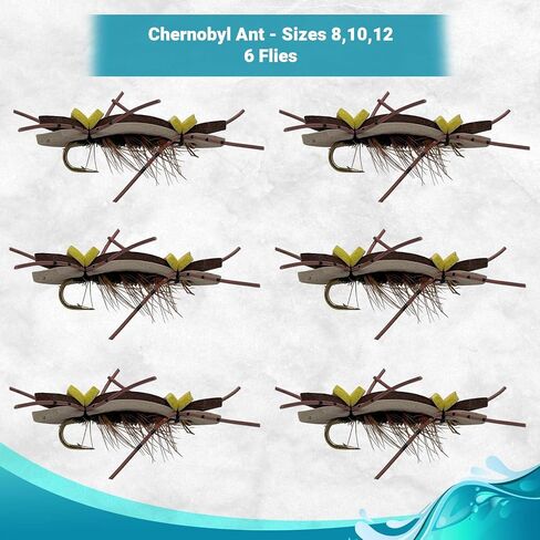 Feeder Creek Ant Flies | Chernobyl Ant Dry Flies | Flies for Fly Fishng | Sizes 8,10,12 Fly Fishing Assortment | Fly Fishing Lures for Trout and Bass in Kuwait