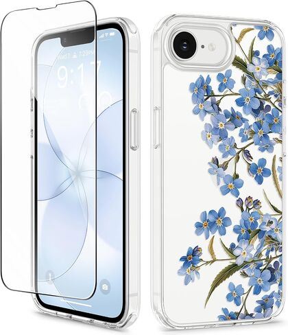 GVIEWIN for iPhone 17e Case & iPhone 16e Case with Screen Protector | Non-Yellowing, Military-Grade Protection, Hard PC&TPU Bumper, Floral Protective Clear Phone Case (Floratopia/Colorful) in Kuwait