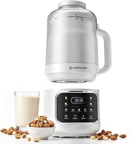 10-in-1 Nut Milk Maker Machine with Detachable Design, Noise Reduction | AMZCHEF 33.8oz soy milk maker with Self-Clean,12H Delay, Keep Warm,Homemade Plant-Based Milk, Oat, Soy for Family & Party in Saudi Arabia