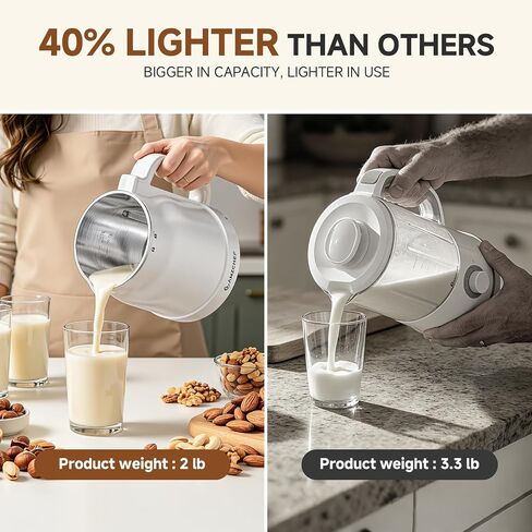 10-in-1 Nut Milk Maker Machine with Detachable Design, Noise Reduction | AMZCHEF 33.8oz soy milk maker with Self-Clean,12H Delay, Keep Warm,Homemade Plant-Based Milk, Oat, Soy for Family & Party in Saudi Arabia