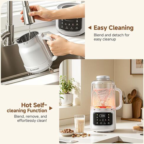 10-in-1 Nut Milk Maker Machine with Detachable Design, Noise Reduction | AMZCHEF 33.8oz soy milk maker with Self-Clean,12H Delay, Keep Warm,Homemade Plant-Based Milk, Oat, Soy for Family & Party in Saudi Arabia