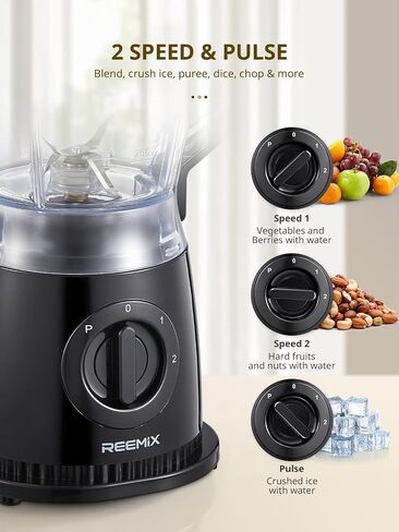 Reemix Blender, 50oz Countertop Blender | 2 Adjustable Speeds + Pulse, Dual Safety Locks, Dishwasher-Safe Pitcher for Smoothies, Crushing Ice & Family Meals in Saudi Arabia