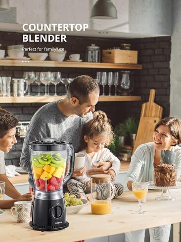 Reemix Blender, 50oz Countertop Blender | 2 Adjustable Speeds + Pulse, Dual Safety Locks, Dishwasher-Safe Pitcher for Smoothies, Crushing Ice & Family Meals in Saudi Arabia
