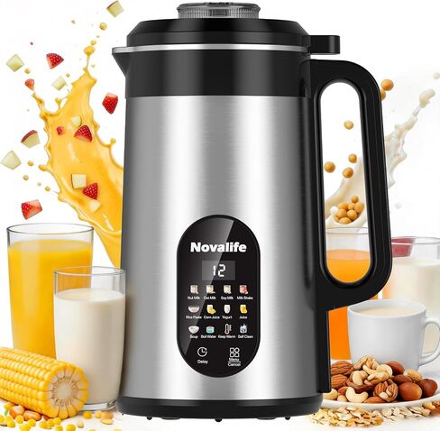 12 in 1 Nut Milk Maker Machine, 50oz Soy Milk Maker Blender, Homemade Soy Milk, Oat Milk, Juice, Almond Milk, Plant Based and Non Dairy Beverages,12H Delay Start/Self Cleaning/Keep Warm, Silver in Saudi Arabia