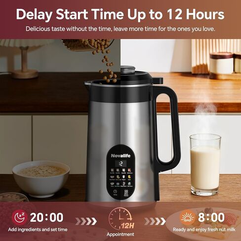 12 in 1 Nut Milk Maker Machine, 50oz Soy Milk Maker Blender, Homemade Soy Milk, Oat Milk, Juice, Almond Milk, Plant Based and Non Dairy Beverages,12H Delay Start/Self Cleaning/Keep Warm, Silver in Saudi Arabia