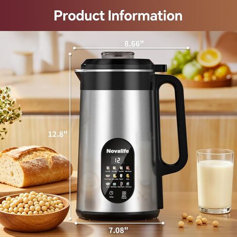 12 in 1 Nut Milk Maker Machine, 50oz Soy Milk Maker Blender, Homemade Soy Milk, Oat Milk, Juice, Almond Milk, Plant Based and Non Dairy Beverages,12H Delay Start/Self Cleaning/Keep Warm, Silver in Saudi Arabia