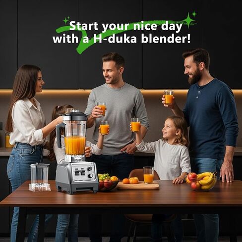 H-Duka 1800W Blender for Smoothies, 70oz Pitcher & 20oz Grinder, 28000 RPM High Speed Countertop Blender for Kitchen for Ice Crushing, Frozen Fruits & Nut Butter, 1-5 Min Timer, Multiple Speeds in Saudi Arabia
