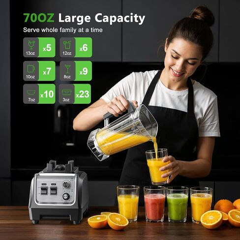 H-Duka 1800W Blender for Smoothies, 70oz Pitcher & 20oz Grinder, 28000 RPM High Speed Countertop Blender for Kitchen for Ice Crushing, Frozen Fruits & Nut Butter, 1-5 Min Timer, Multiple Speeds in Saudi Arabia