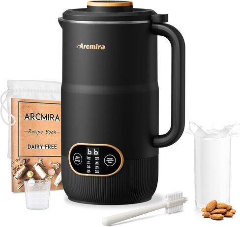 Arcmira 8 in 1 Nut Milk Maker Machine, 35oz Soy Milk Maker with 8 Blades | Delay Start/Keep Warm/Self-Clean/Boil Water for Homemade Almond, Oat, Soy, Juice, Plant Based & Non-Dairy Beverage for family in Saudi Arabia