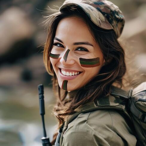 4pcs 3 Color Camo Face Paint Stick, Long lasting Hunting Face Paint Black Green Brown Camouflage Army Military Party Accessories Eye Black Makeup Stick Deer Duck Hunting Stuff for Adult Youth Kids in Saudi Arabia