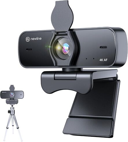 4K Webcam for PC with Dual Microphones, Autofocus USB Camera with Privacy Cover and Auto Light Correction, Plug and Play for Laptop, Mac, Zoom, Teams, Video Calls and Streaming in Saudi Arabia