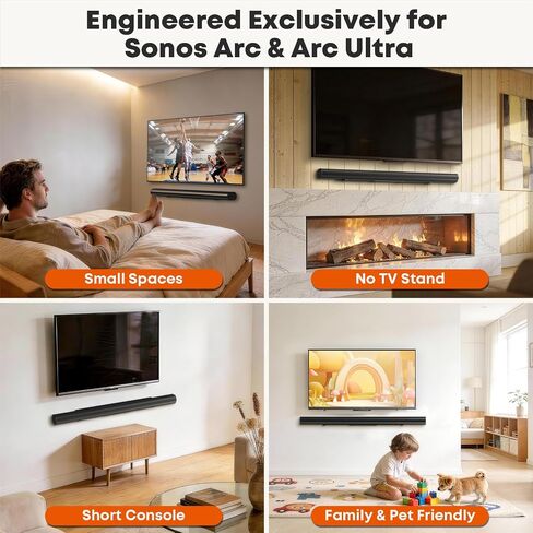 PUTORSEN for Sonos Arc Ultra & Sonos Arc Soundbar Wall Mount | Hidden Design,with Spirit Level and Protective Foam Pads, Sound Bar Mounts Under TV, Weight Capacity 22 LBS in Saudi Arabia