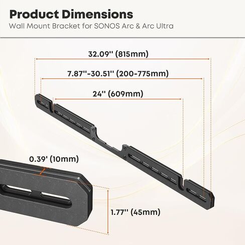 PUTORSEN for Sonos Arc Ultra & Sonos Arc Soundbar Wall Mount | Hidden Design,with Spirit Level and Protective Foam Pads, Sound Bar Mounts Under TV, Weight Capacity 22 LBS in Saudi Arabia