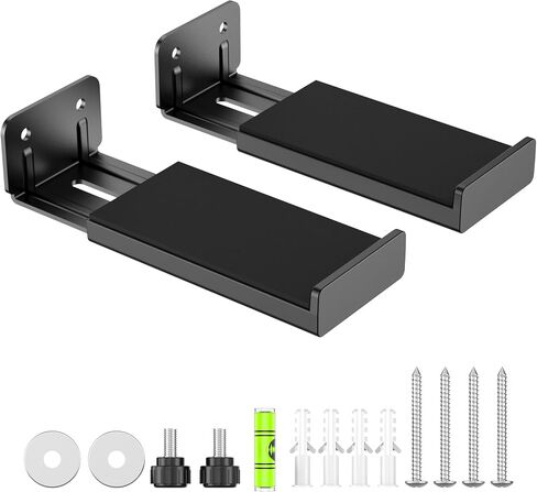 PlusAcc Soundbar Wall Mount, Universal Adjustable Bracket Holder, Black | Holds up to 33 lbs, Sound Bar Mounts Under TV, Depth Adjustable 3.9"–6.7", Heavy-Duty Home Theater Shelf in Saudi Arabia