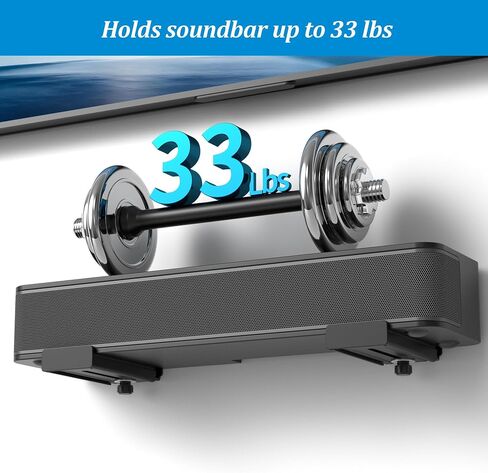 PlusAcc Soundbar Wall Mount, Universal Adjustable Bracket Holder, Black | Holds up to 33 lbs, Sound Bar Mounts Under TV, Depth Adjustable 3.9"–6.7", Heavy-Duty Home Theater Shelf in Saudi Arabia