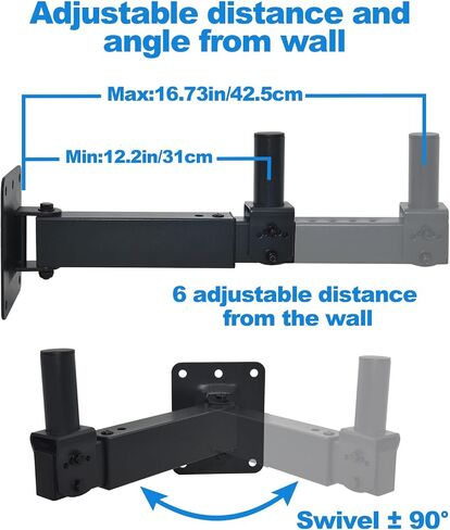 Speaker Wall Mount,Swivel and Tilt, Holds up to 100lbs, 2 Packs | Heavy Duty Wall Speaker Mount bracket for Professional Audio, DX-329, Black in Saudi Arabia