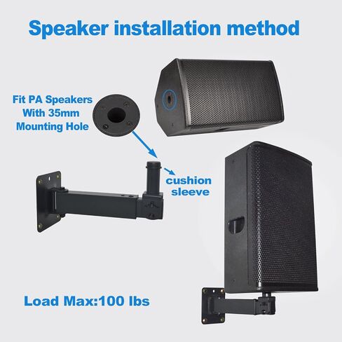Speaker Wall Mount,Swivel and Tilt, Holds up to 100lbs, 2 Packs | Heavy Duty Wall Speaker Mount bracket for Professional Audio, DX-329, Black in Saudi Arabia