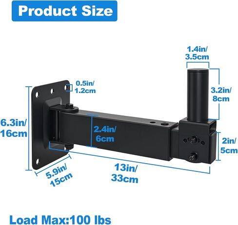 Speaker Wall Mount,Swivel and Tilt, Holds up to 100lbs, 2 Packs | Heavy Duty Wall Speaker Mount bracket for Professional Audio, DX-329, Black in Saudi Arabia