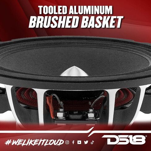 DS18 PRO-FR6NEO Loudspeaker- 6.5", Full-Range, Silver Aluminum Bullet, 450W Max, 225W RMS, 4 Ohms, Neodymium Magnet - The Most Elegant Neodymium Full Range Loudspeakers Available (Renewed) in Saudi Arabia