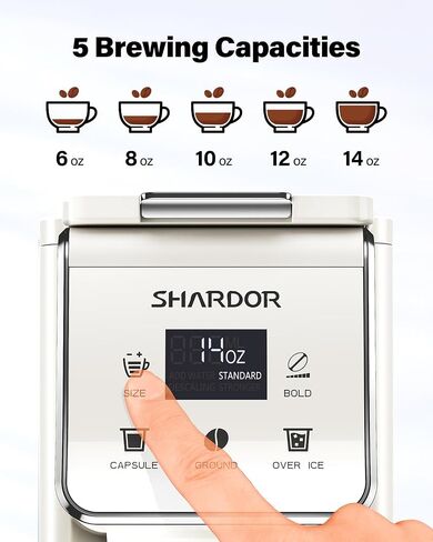 Coffee Maker Hot & Iced With Bold Setting,Single Serve Coffee Maker For K Cup And Grounds,52 Oz Removable Water Tank,6-14 Oz Brew Sizes,One Cup Kcup Coffee Machine With Reusable Filter, White in Kuwait