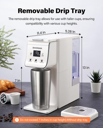 Coffee Maker Hot & Iced With Bold Setting,Single Serve Coffee Maker For K Cup And Grounds,52 Oz Removable Water Tank,6-14 Oz Brew Sizes,One Cup Kcup Coffee Machine With Reusable Filter, White in Kuwait