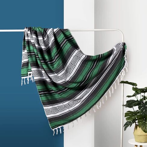 Airooglee 69" L x 51" W Large Mexican Blanket - Perfect as Yoga Outdoor Beach Serape Picnic Camping Woven Blanket, Boho Home Décor - Red in Saudi Arabia