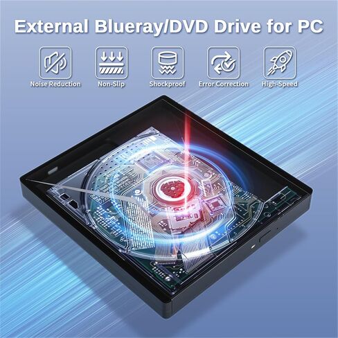 wintale External Blueray/DVD Drive for PC, Plug & Play Blu Ray Burner | Dual Interface Blu Ray Player for PC Support Disc Read/Write, External Blu-ray Drive for Windows7/8/10/11 Linux MacOS in Saudi Arabia