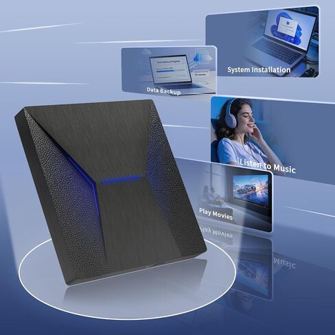 wintale External Blueray/DVD Drive for PC, Plug & Play Blu Ray Burner | Dual Interface Blu Ray Player for PC Support Disc Read/Write, External Blu-ray Drive for Windows7/8/10/11 Linux MacOS in Saudi Arabia