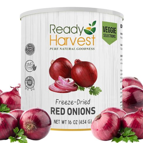Ready Harvest Freeze Dried Food - Red Onions | Emergency Canned Vegetables | #10 Can | 25-Year Shelf Life | Cans Filled to the Top in Saudi Arabia