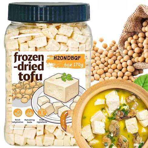 Freeze-Dried Tofu Cubes, Vegan Protein for Ramen, 6 oz | High-protein dehydrated tofu with a light, porous texture. Rehydrates quickly in hot broth. Great for soups, camping meals. in Saudi Arabia