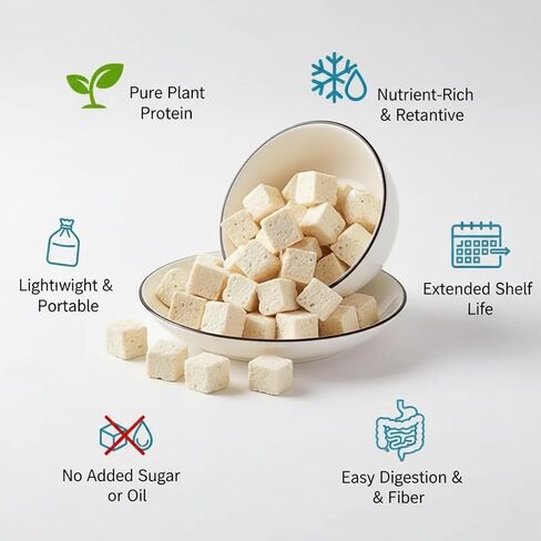 Freeze-Dried Tofu Cubes, Vegan Protein for Ramen, 6 oz | High-protein dehydrated tofu with a light, porous texture. Rehydrates quickly in hot broth. Great for soups, camping meals. in Saudi Arabia