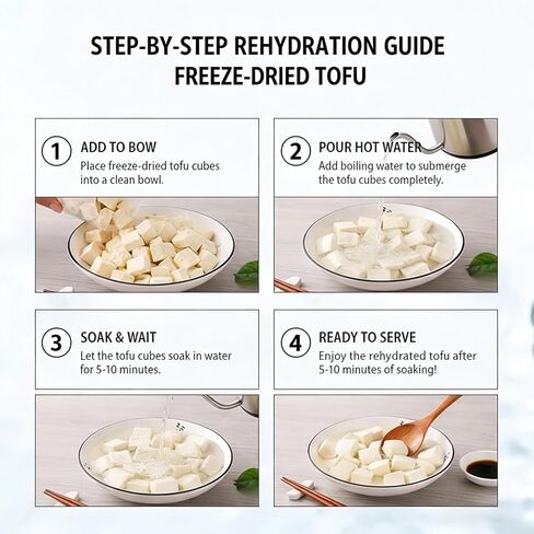 Freeze-Dried Tofu Cubes, Vegan Protein for Ramen, 6 oz | High-protein dehydrated tofu with a light, porous texture. Rehydrates quickly in hot broth. Great for soups, camping meals. in Saudi Arabia