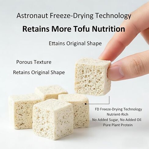Freeze-Dried Tofu Cubes, Vegan Protein for Ramen, 6 oz | High-protein dehydrated tofu with a light, porous texture. Rehydrates quickly in hot broth. Great for soups, camping meals. in Saudi Arabia
