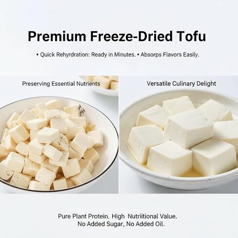 Freeze-Dried Tofu Cubes, Vegan Protein for Ramen, 6 oz | High-protein dehydrated tofu with a light, porous texture. Rehydrates quickly in hot broth. Great for soups, camping meals. in Saudi Arabia