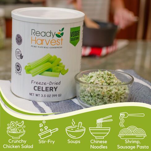 Ready Harvest Freeze-Dried Celery Fresh Pantry Staples | Camper Must Haves Camping Essentials, Camping Survival Emergency Supply Food, Hurricane Preparedness items #10 Can in Saudi Arabia