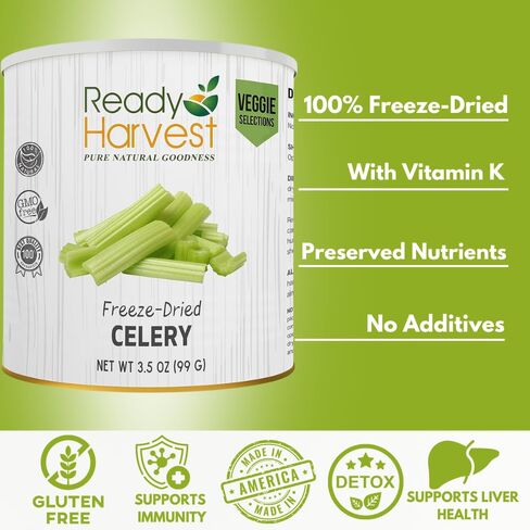 Ready Harvest Freeze-Dried Celery Fresh Pantry Staples | Camper Must Haves Camping Essentials, Camping Survival Emergency Supply Food, Hurricane Preparedness items #10 Can in Saudi Arabia