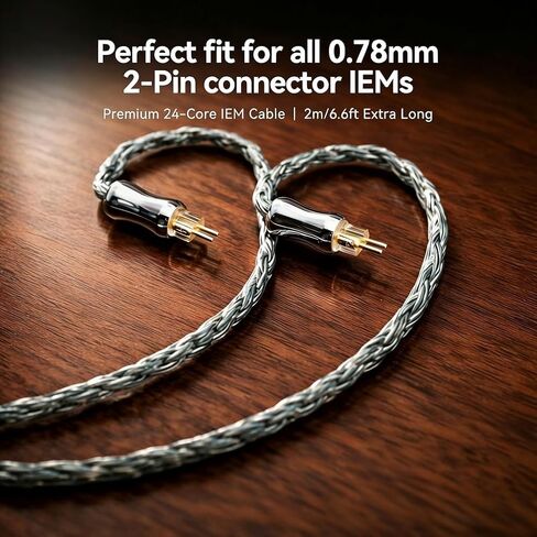 Tipsy Melody 3 IEM Upgrade Cable, 6.5ft (2m) Long, Enhanced Mids & Bass, 24-Core Silver-Plated, Deep Green (0.78mm-2 Pin) in Saudi Arabia