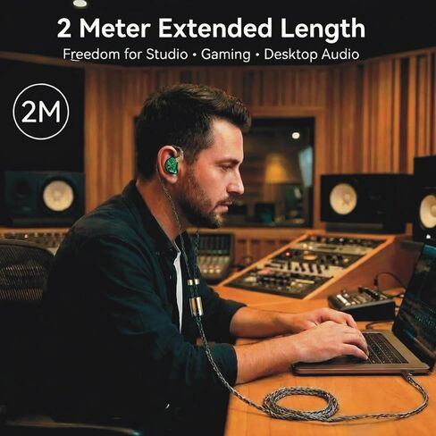 Tipsy Melody 3 IEM Upgrade Cable, 6.5ft (2m) Long, Enhanced Mids & Bass, 24-Core Silver-Plated, Deep Green (0.78mm-2 Pin) in Saudi Arabia