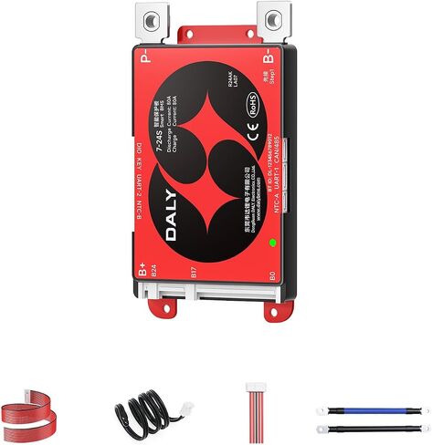 دالي BMS 24V-84V 80A مدمج 1A موازن نشط بلوتوث RS485 CAN | 7S-24S LiFePO4 دعم ليثيوم أيون LTO. حماية بطارية الليثيوم. مصممة للمركبات الكهربائية وعربات الجولف والمعدات الصناعية in Kuwait