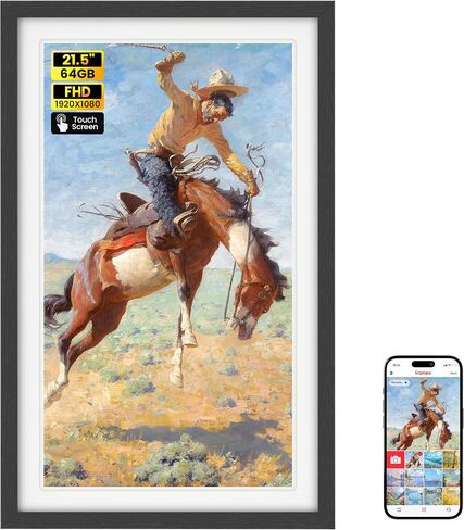 64GB Frameo 21.5" Digital Picture Frame Large 1920 x 1080 IPS FHD Touch Screen WiFi Electronic Photo Frames Share Moments from Phone Instantly Best Gifts for Parents and Grandparents Black Wood White in Kuwait