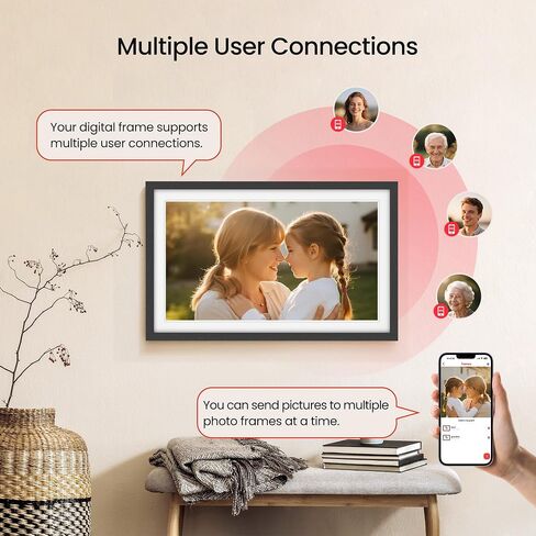 64GB Frameo 21.5" Digital Picture Frame Large 1920 x 1080 IPS FHD Touch Screen WiFi Electronic Photo Frames Share Moments from Phone Instantly Best Gifts for Parents and Grandparents Black Wood White in Kuwait