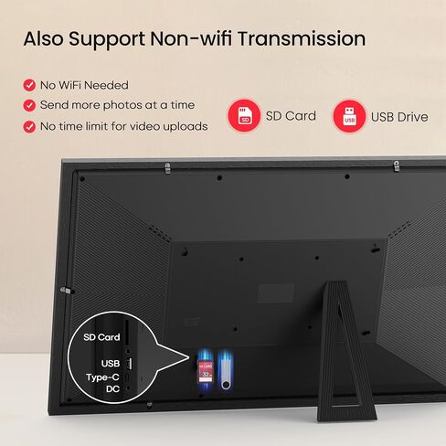 64GB Frameo 21.5" Digital Picture Frame Large 1920 x 1080 IPS FHD Touch Screen WiFi Electronic Photo Frames Share Moments from Phone Instantly Best Gifts for Parents and Grandparents Black Wood White in Kuwait