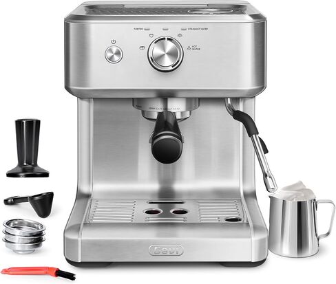 Gevi 58mm Commercial Espresso Machine|PID&NTC Temp Control with Steam Wand | Knob-type Operation;Budget under$200;Removable Water Tank;Include Necessary Accessories;Can Make Americanos;Easy to Clean in Saudi Arabia