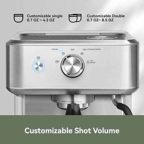 Gevi 58mm Commercial Espresso Machine|PID&NTC Temp Control with Steam Wand | Knob-type Operation;Budget under$200;Removable Water Tank;Include Necessary Accessories;Can Make Americanos;Easy to Clean in Saudi Arabia