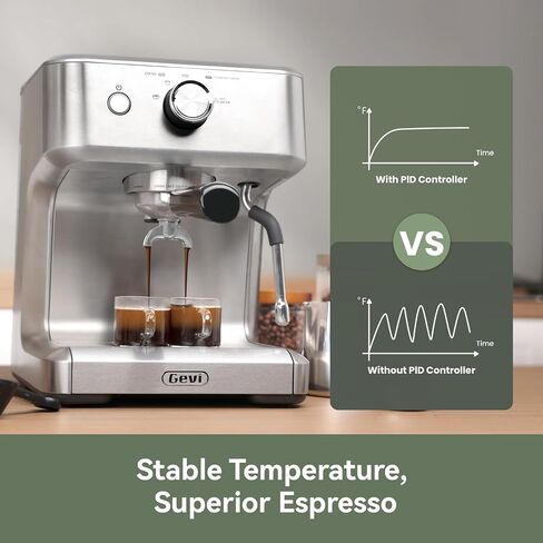 Gevi 58mm Commercial Espresso Machine|PID&NTC Temp Control with Steam Wand | Knob-type Operation;Budget under$200;Removable Water Tank;Include Necessary Accessories;Can Make Americanos;Easy to Clean in Saudi Arabia